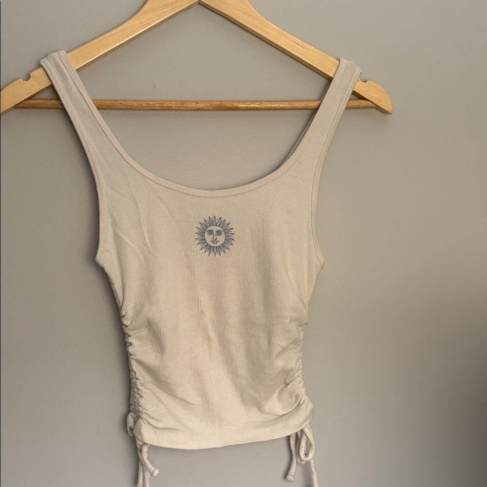 Hollister Cream Sun-Embroidered Tank Top